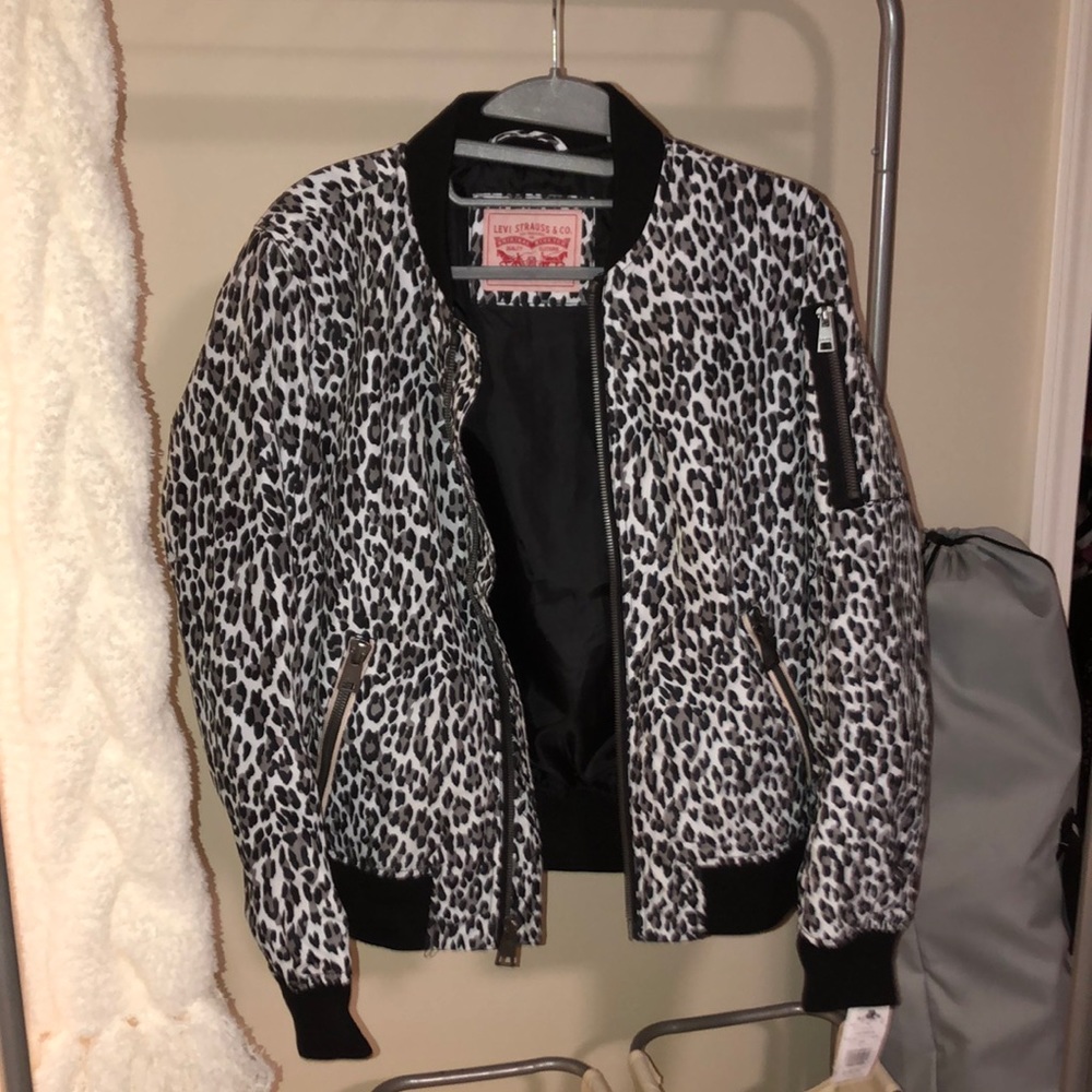 Levis cheetah print bomber jacket